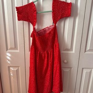 Red Polka Dot Flutter Sleeve Dress
